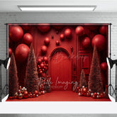 Lofaris All Red Monochromatic Christmas Photography Backdrop Modern and Bold Holiday Minimalist Photo Background